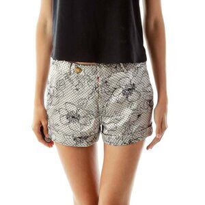 Johnson Silver Black Flower Silk Shorts